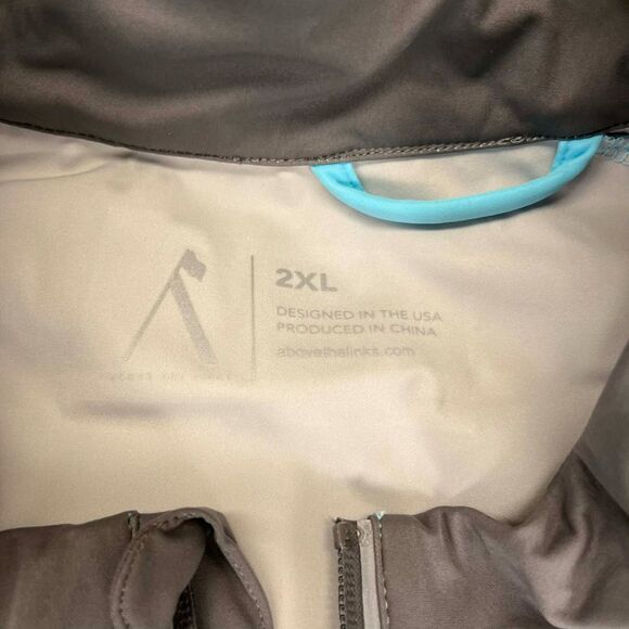 Above The Links Golf Pullover Men 2XL Aqua Gunmetal Half Zip Performance Shirt - Picture 3 of 9